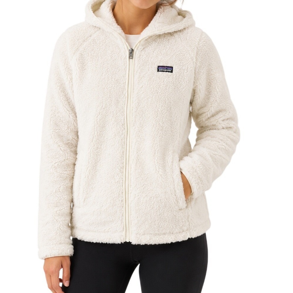 Patagonia‎ Cream White Hooded Fleece Jacket Girl's XL 14